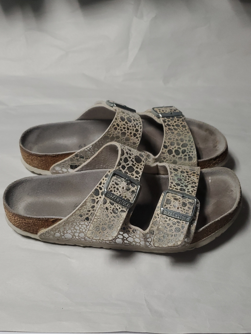 Birkenstock Women’s Arizona Two-Strap Metallic Spotted Stones Sandal Size 10